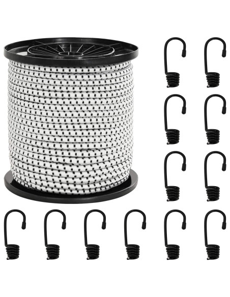 Corde Bungee con Ganci 4 mm Nero e Bianco PP e gomma