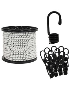 Corde Bungee con Ganci 8 mm Nero e Bianco PP e gomma
