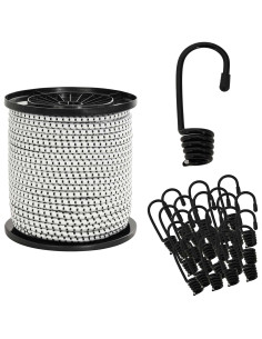Corde Bungee con Ganci 6 mm Nero e Bianco PP e gomma