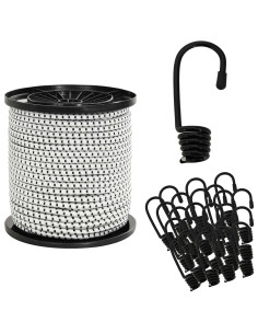Corde Bungee con Ganci 4 mm Nero e Bianco PP e gomma
