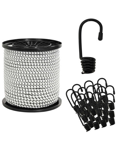 Corde Bungee con Ganci 4 mm Nero e Bianco PP e gomma