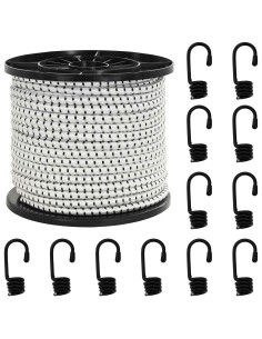 Corde Bungee con Ganci 8 mm Nero e Bianco PP e gomma
