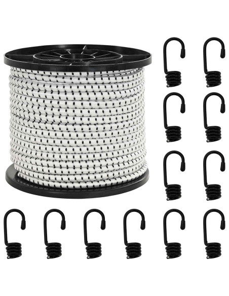 Corde Bungee con Ganci 8 mm Nero e Bianco PP e gomma