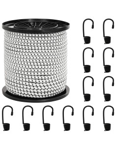 Corde Bungee con Ganci 6 mm Nero e Bianco PP e gomma
