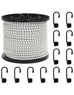 Corde Bungee con Ganci 10 mm Nero e Bianco PP e gomma