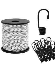 Corde Bungee con Ganci 6 mm Nero e Bianco PP e gomma