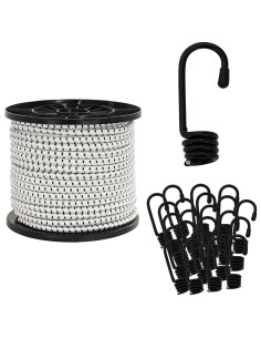 Corde Bungee con Ganci 10 mm Nero e Bianco PP e gomma