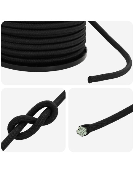 Corde Bungee 6 mm Nero PP e gomma