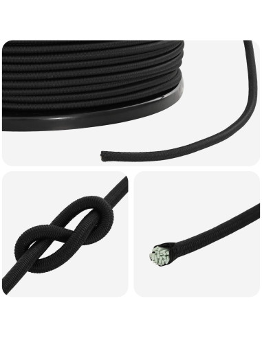 Corde Bungee 6 mm Nero PP e gomma