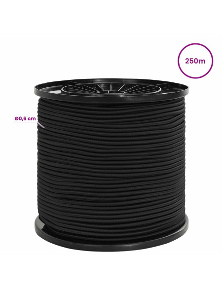Corde Bungee 6 mm Nero PP e gomma