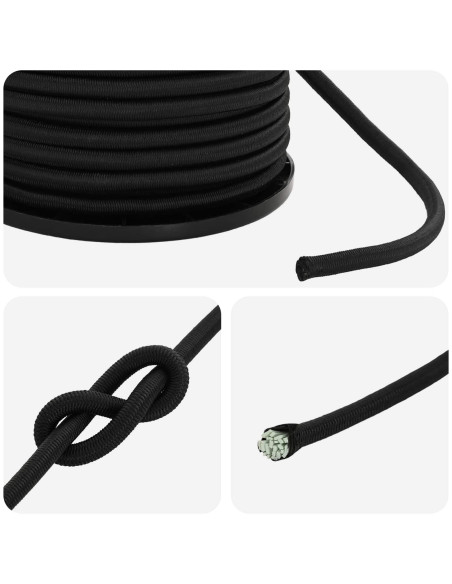 Corde Bungee 4 mm Nero PP e gomma