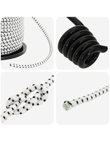 Corde Bungee con Ganci 6 mm Nero e Bianco PP e gomma