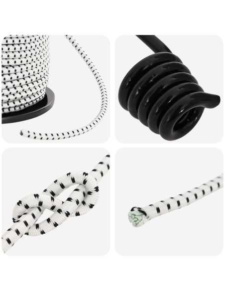 Corde Bungee con Ganci 6 mm Nero e Bianco PP e gomma