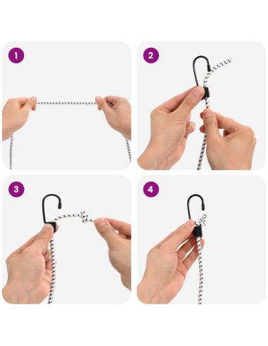 Corde Bungee con Ganci 6 mm Nero e Bianco PP e gomma