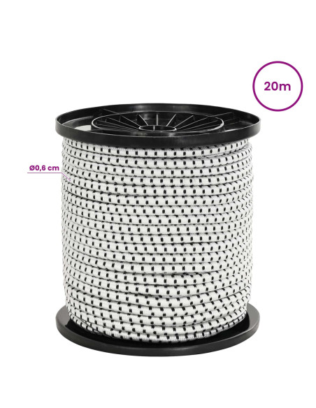 Corde Bungee con Ganci 6 mm Nero e Bianco PP e gomma