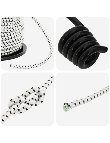 Corde Bungee con Ganci 4 mm Nero e Bianco PP e gomma