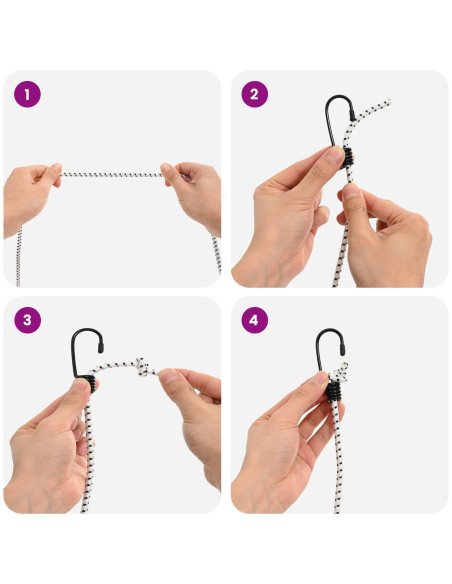 Corde Bungee con Ganci 4 mm Nero e Bianco PP e gomma