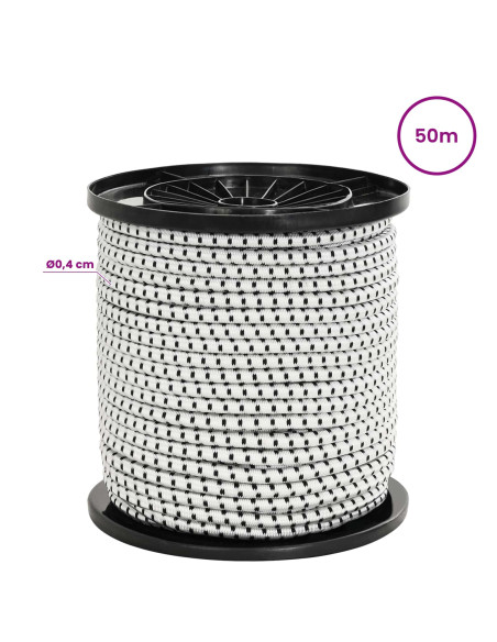 Corde Bungee con Ganci 4 mm Nero e Bianco PP e gomma