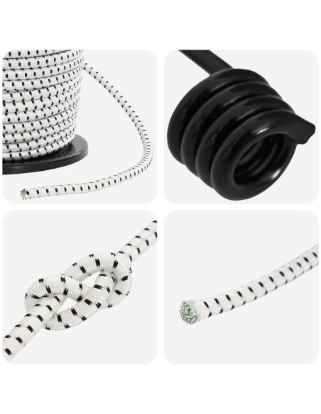 Corde Bungee con Ganci 8 mm Nero e Bianco PP e gomma
