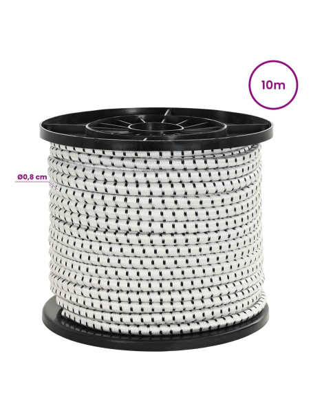 Corde Bungee con Ganci 8 mm Nero e Bianco PP e gomma