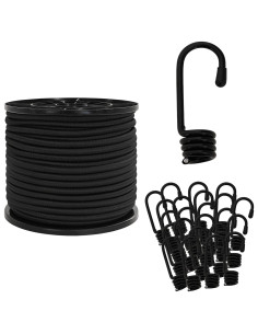 Corde Bungee con Ganci 10 mm Nero PP e gomma 2