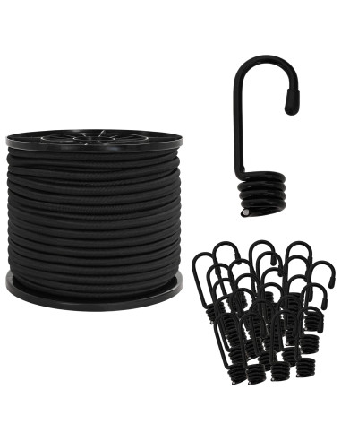 Corde Bungee con Ganci 10 mm Nero PP e gomma