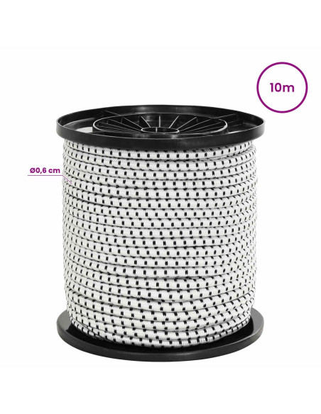 Corde Bungee con Ganci 6 mm Nero e Bianco PP e gomma
