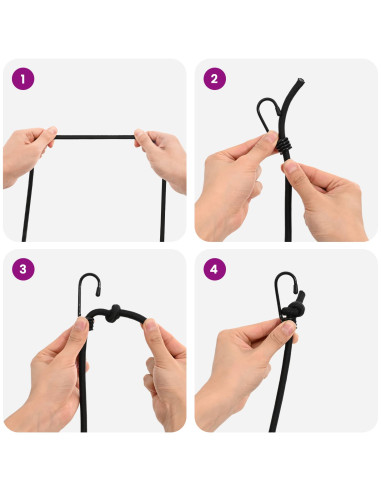 Corde Bungee con Ganci 10 mm Nero PP e gomma