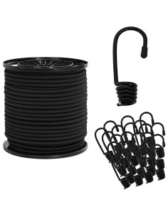 Corde Bungee con Ganci 4 mm Nero PP e gomma 2