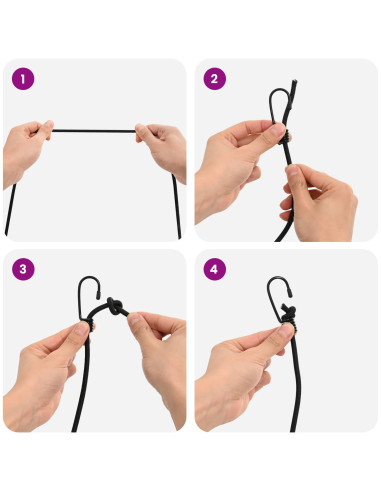 Corde Bungee con Ganci 4 mm Nero PP e gomma