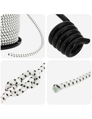 Corde Bungee con Ganci 6 mm Nero e Bianco PP e gomma
