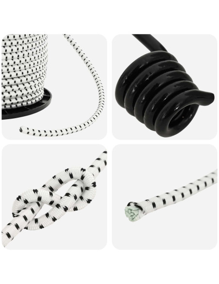 Corde Bungee con Ganci 6 mm Nero e Bianco PP e gomma