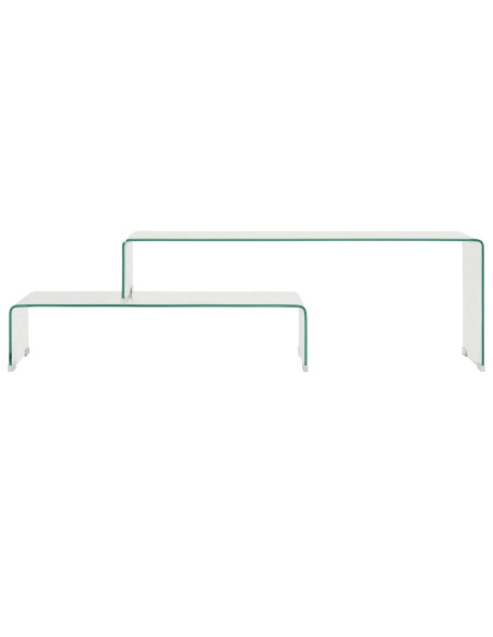 Set Tavolini Salotto 2 pz 90x30x20/110x30x40cm Vetro Temperato