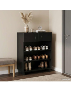 Scarpiera 73 x 38 x 87,5 cm Legno ingegnerizzato Nero