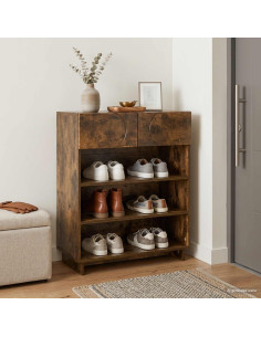 Scarpiera 73 x 38 x 87,5 cm Legno ingegnerizzato Rovere Fumo