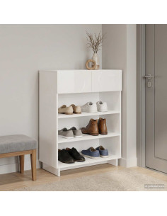Scarpiera 73 x 38 x 87,5 cm Legno ingegnerizzato Bianco Lucido