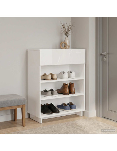 Scarpiera 73 x 38 x 87,5 cm Legno ingegnerizzato Bianco Lucido