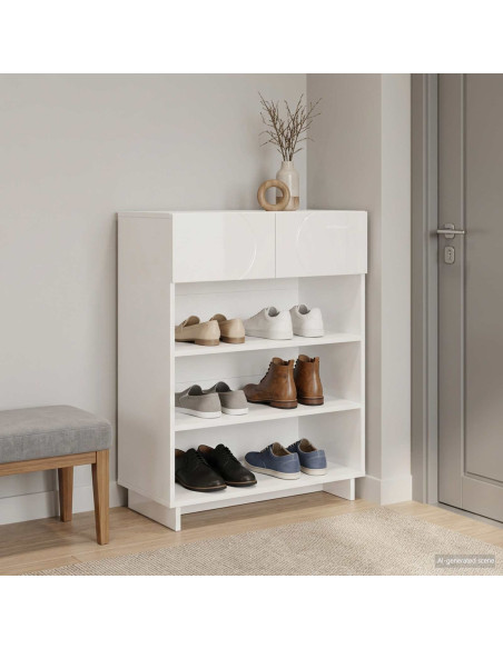 Scarpiera 73 x 38 x 87,5 cm Legno ingegnerizzato Bianco Lucido