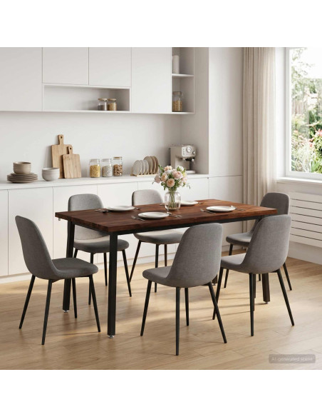 Tavolo da pranzo con bordo vivo 160 x 80 x 75 cm Marrone Scuro