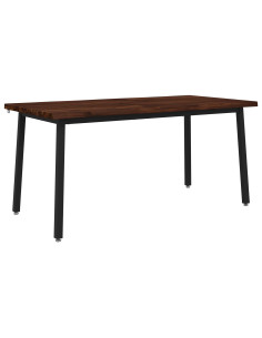Tavolo da pranzo con bordo vivo 160 x 90 x 75 cm Marrone Scuro 2