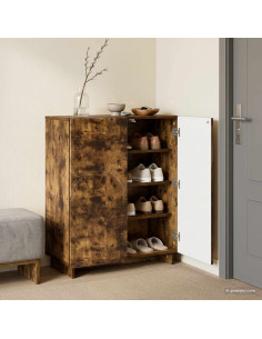 Scarpiera 73 x 38 x 87,5 cm Legno ingegnerizzato Rovere Fumo