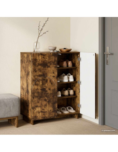 Scarpiera 73 x 38 x 87,5 cm Legno ingegnerizzato Rovere Fumo