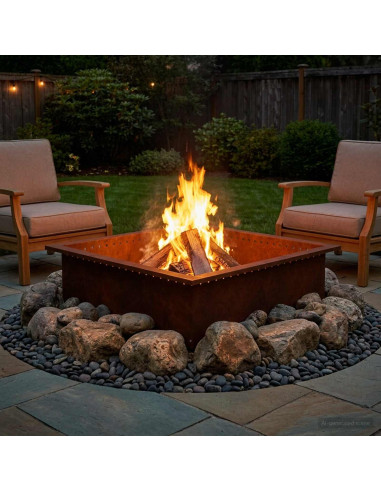Anello per Focolare Ruggine 90 x 90 x 25 cm Acciaio Corten
