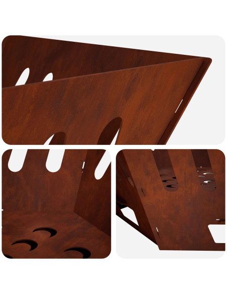 Focolare Ruggine 60 x 60 x 23 cm Acciaio Corten