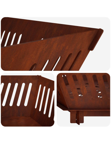 Focolare Ruggine 80 x 80 x 23 cm Acciaio Corten