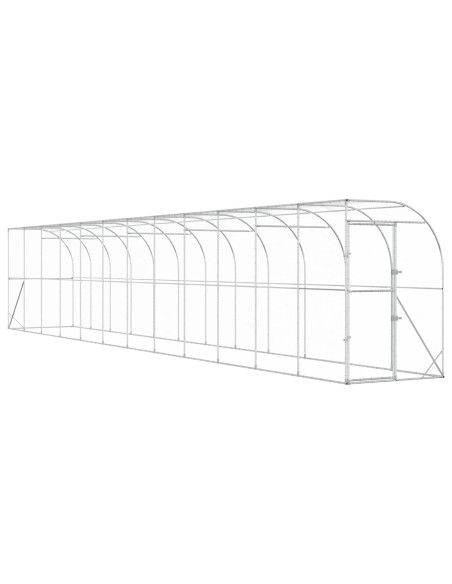 Gabbia per Polli Contro il Muro Argento 600 x 150 x 215 cm
