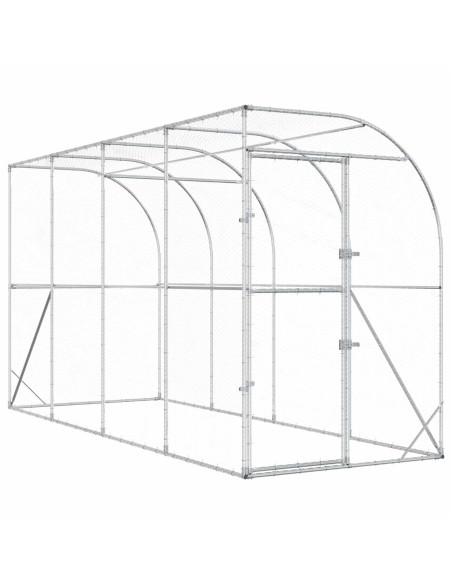 Gabbia per Polli Contro il Muro Argento 600 x 150 x 215 cm