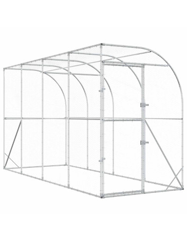 Gabbia per Polli Contro il Muro Argento 600 x 150 x 215 cm