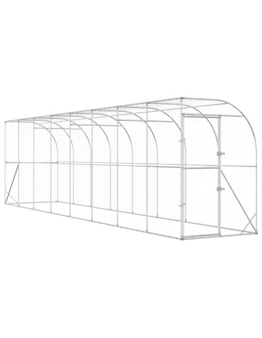 Gabbia per Polli Contro il Muro Argento 600 x 150 x 215 cm