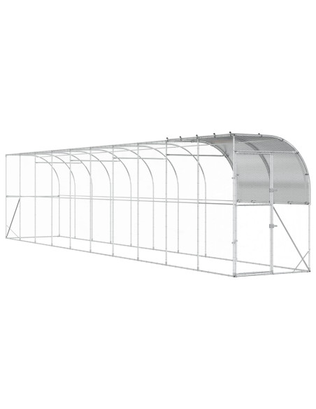 Gabbia per Polli Contro il Muro Argento 1000 x 100 x 215 cm